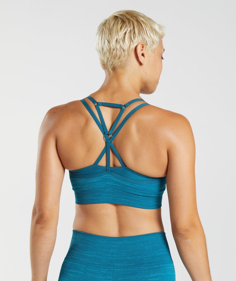 Women's Gymshark Adapt Marl Seamless Sports Bra Turquoise | NZ 8EZCWI